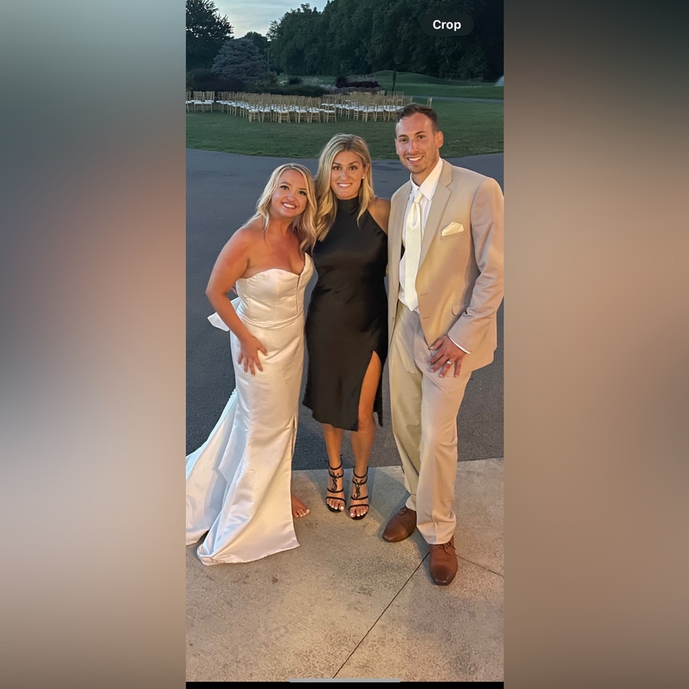 BLACK SATIN MIDI DRESS